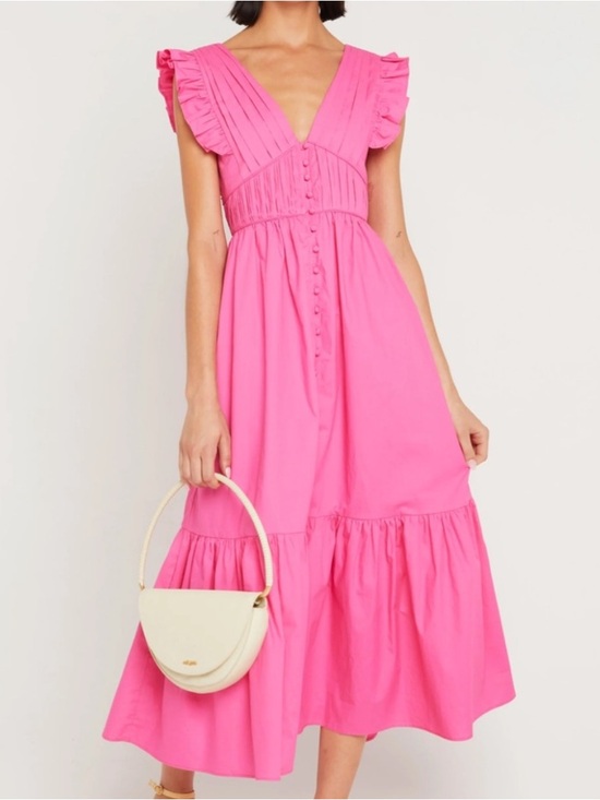 o.p.t Dresses & Skirts - Women's Pink Ruffle Midi Dress - opt